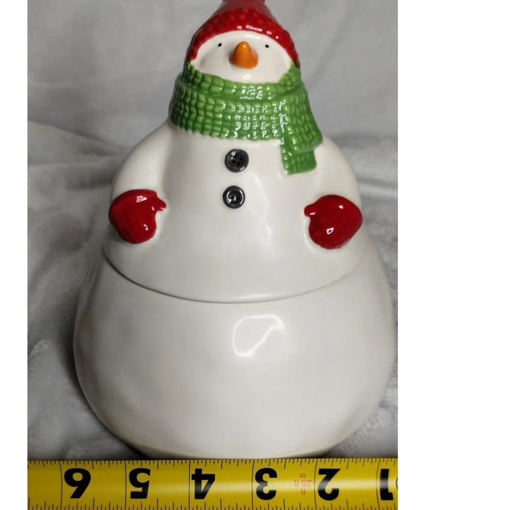Hallmark Snowman Ceramic Candy Jar Lidded Christmas Decor‎ Dishwasher Safe